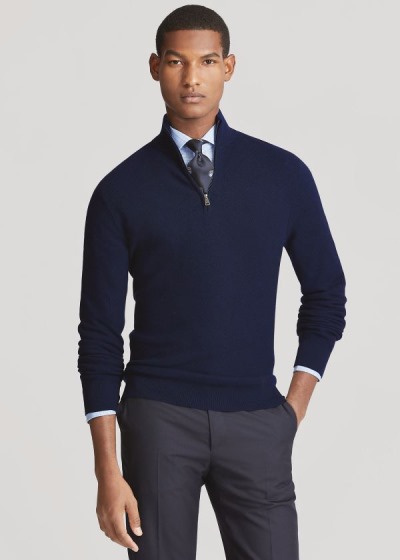 Sueter Ralph Lauren Hombre Azul Marino - Piqué Merino-Cashmere - UREJT5907